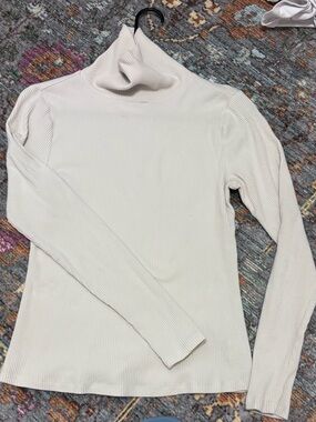 Old Navy Cream Ribbed Mock Neck Sweater